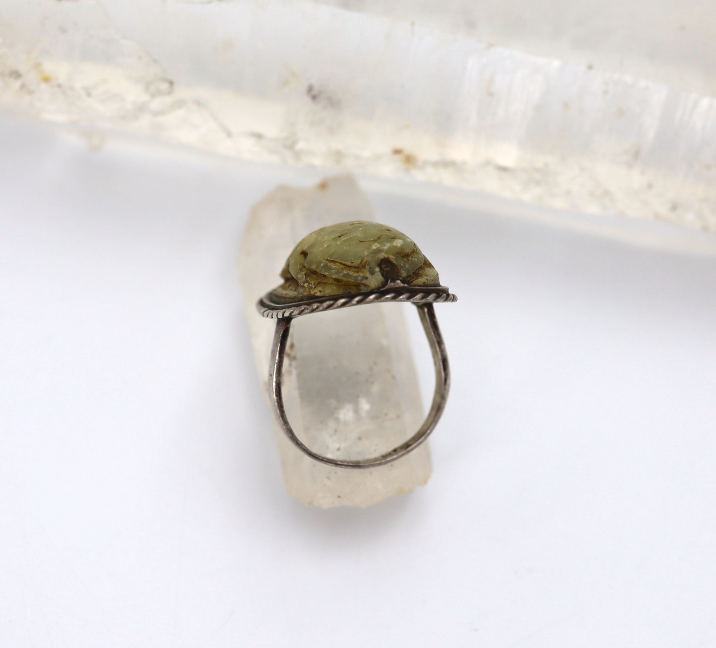 Egyptian Steatite Scarab Ring in Silver Circa 664 to 332 BCE - DK729