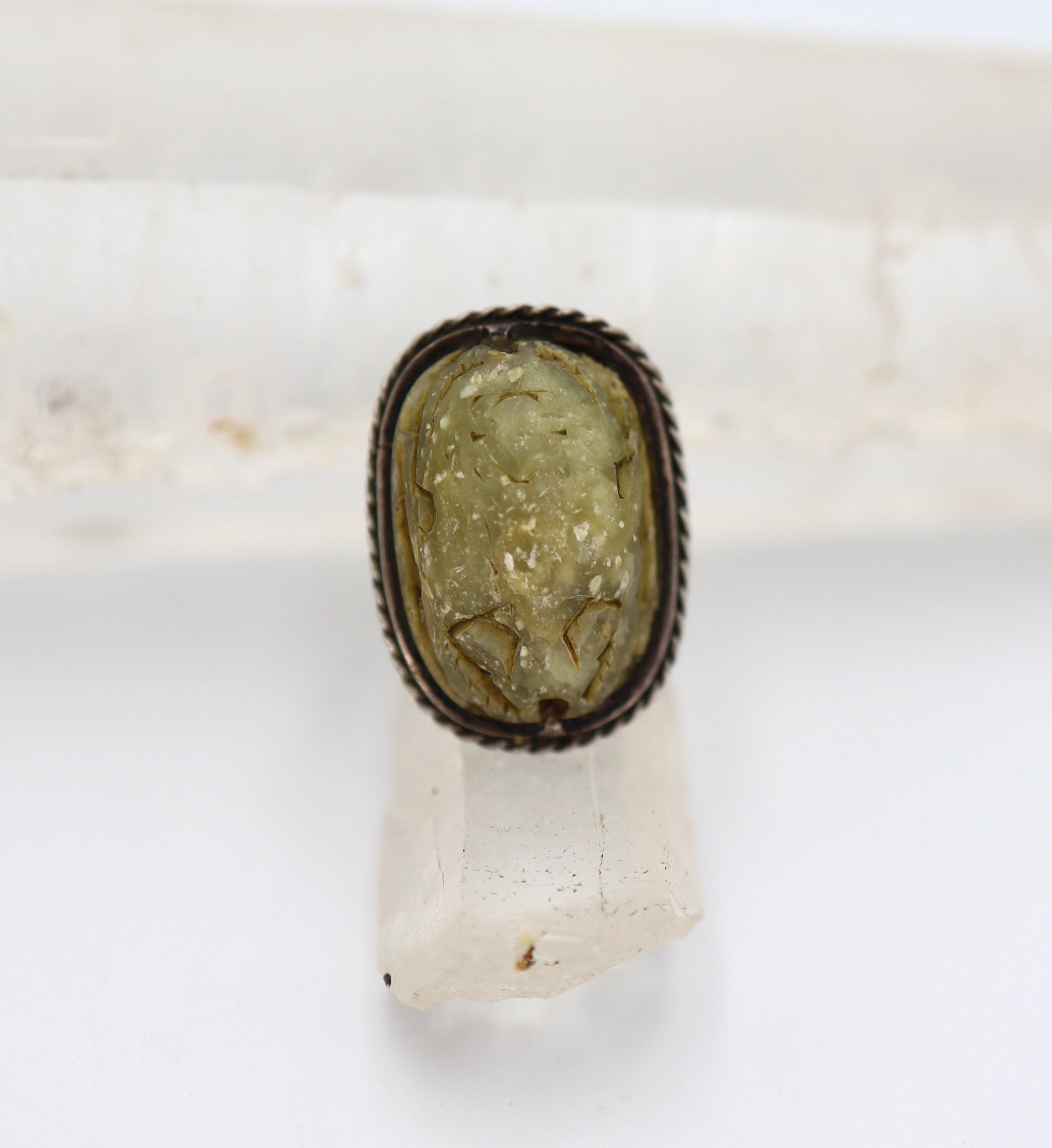 Egyptian Steatite Scarab Ring in Silver Circa 664 to 332 BCE - DK729 - Petra Star
