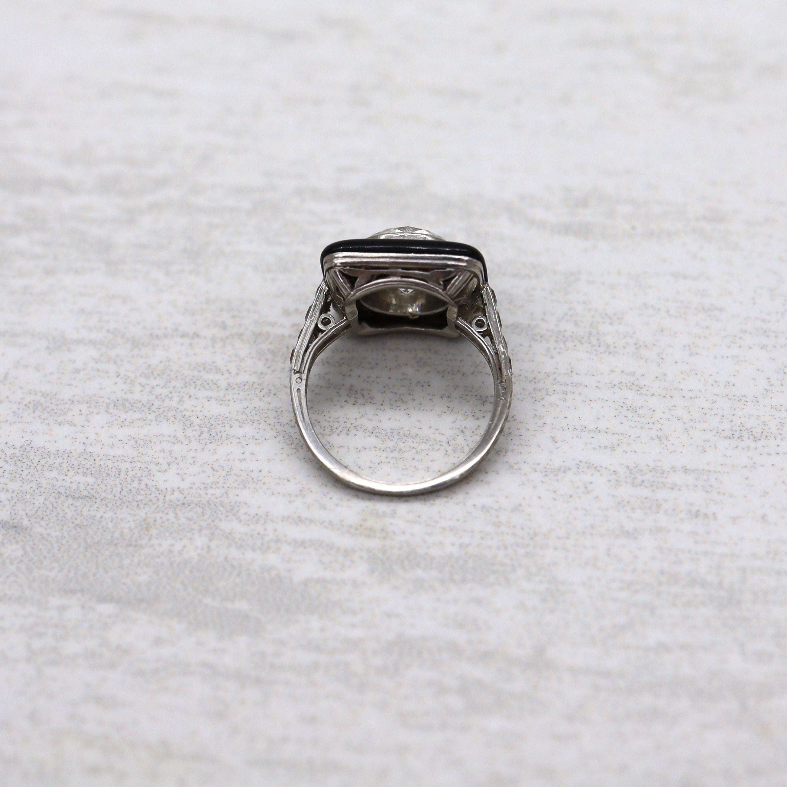 Art Deco Tiffany & Co. Onyx and Diamond Ring - Petra Star