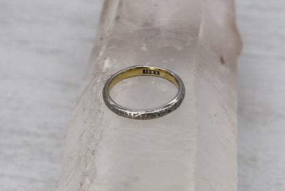 Wood & Sons Art Deco Band 18k White / Yellow Gold 2.2 mm Wide Size 5.75