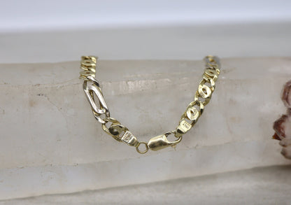 Vintage 14k Gold Bracelet - 5.1 mm Links -  14k Two Tone Gold 8.75 " Bracelet - Mens Bracelet - JL1818