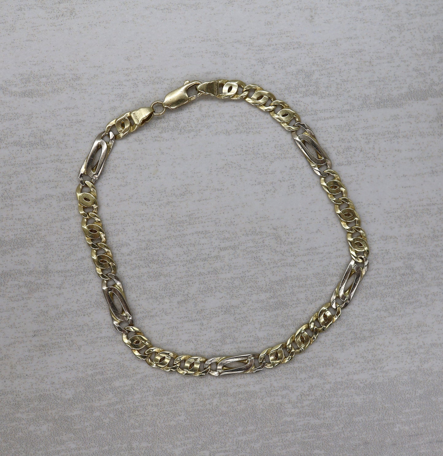 Vintage 14k Gold Bracelet - 5.1 mm Links -  14k Two Tone Gold 8.75 " Bracelet - Mens Bracelet - JL1818