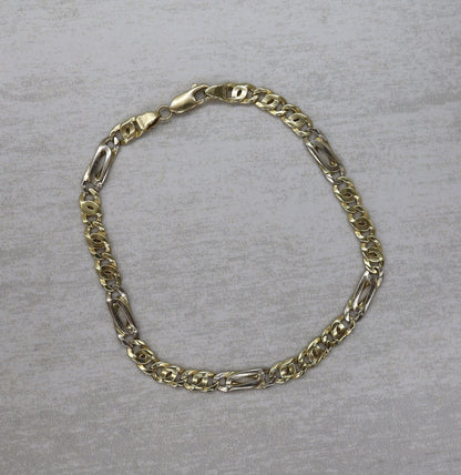 Vintage 14k Gold Bracelet - 5.1 mm Links -  14k Two Tone Gold 8.75 " Bracelet - Mens Bracelet - JL1818