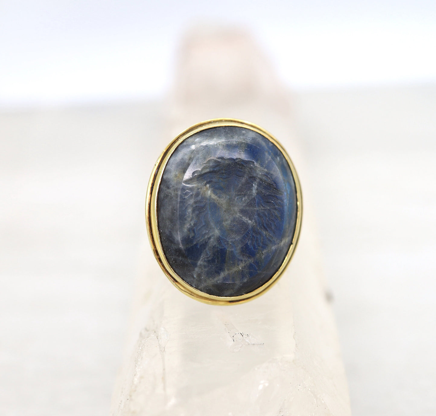 Amazing Victorian Medusa Labradorite Intaglio