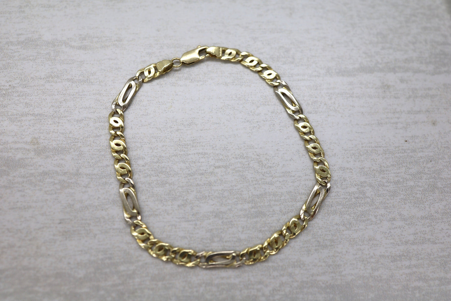 Vintage 14k Gold Bracelet - 5.1 mm Links -  14k Two Tone Gold 8.75 " Bracelet - Mens Bracelet - JL1818