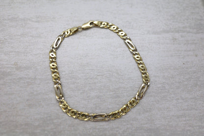 Vintage 14k Gold Bracelet - 5.1 mm Links -  14k Two Tone Gold 8.75 " Bracelet - Mens Bracelet - JL1818