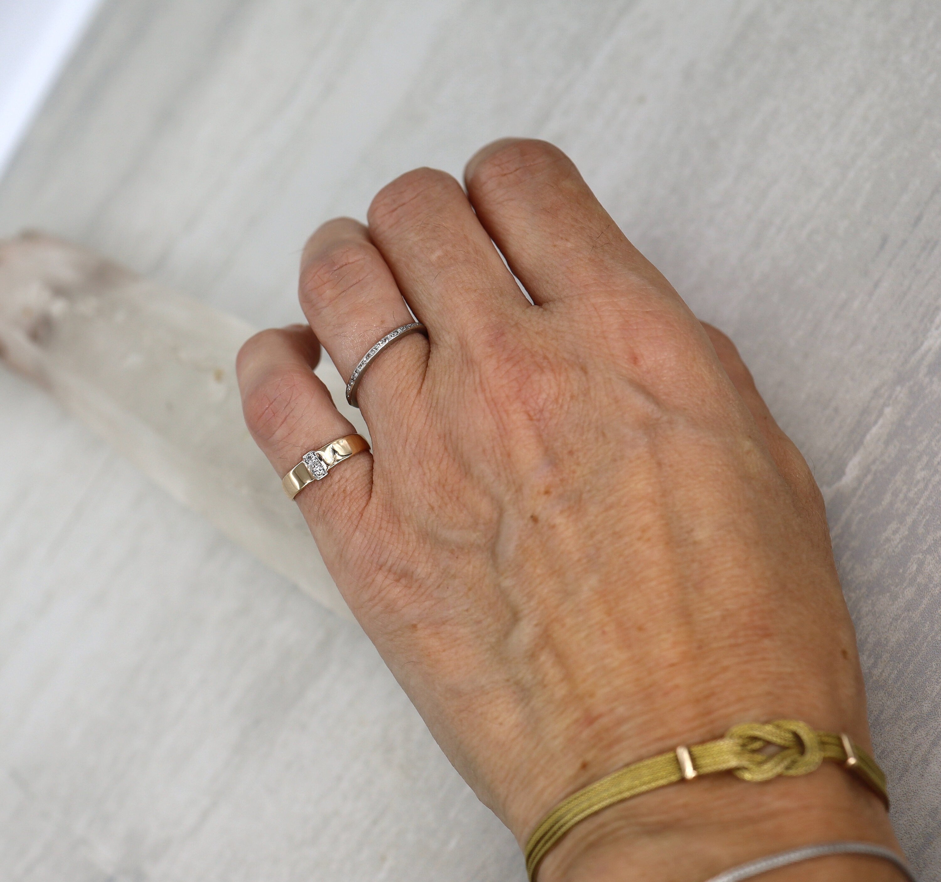 Vintage 14k Gold Diamond Pinky Ring 4MM Wide - TH135B - Petra Star