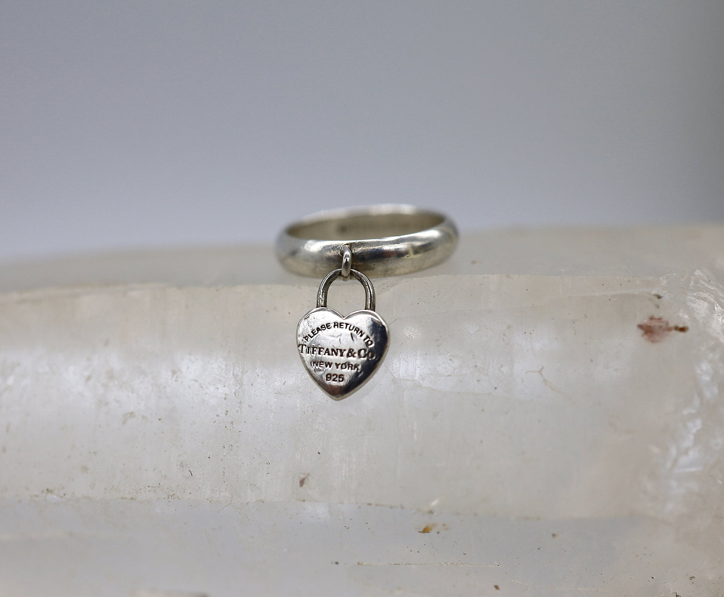 Tiffany & Co. Ring Heart Charm Ring in Silver Size 5.5 - JL1825