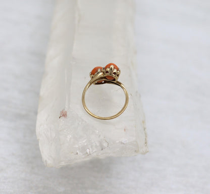 Antique Coral Cameo Ring 10k Yellow Gold