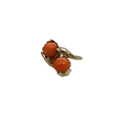 Antique Coral Cameo Ring 10k Yellow Gold