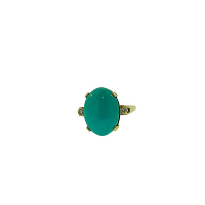 Modern Vintage Turquoise and Diamond Ring in 14k Gold - CG102