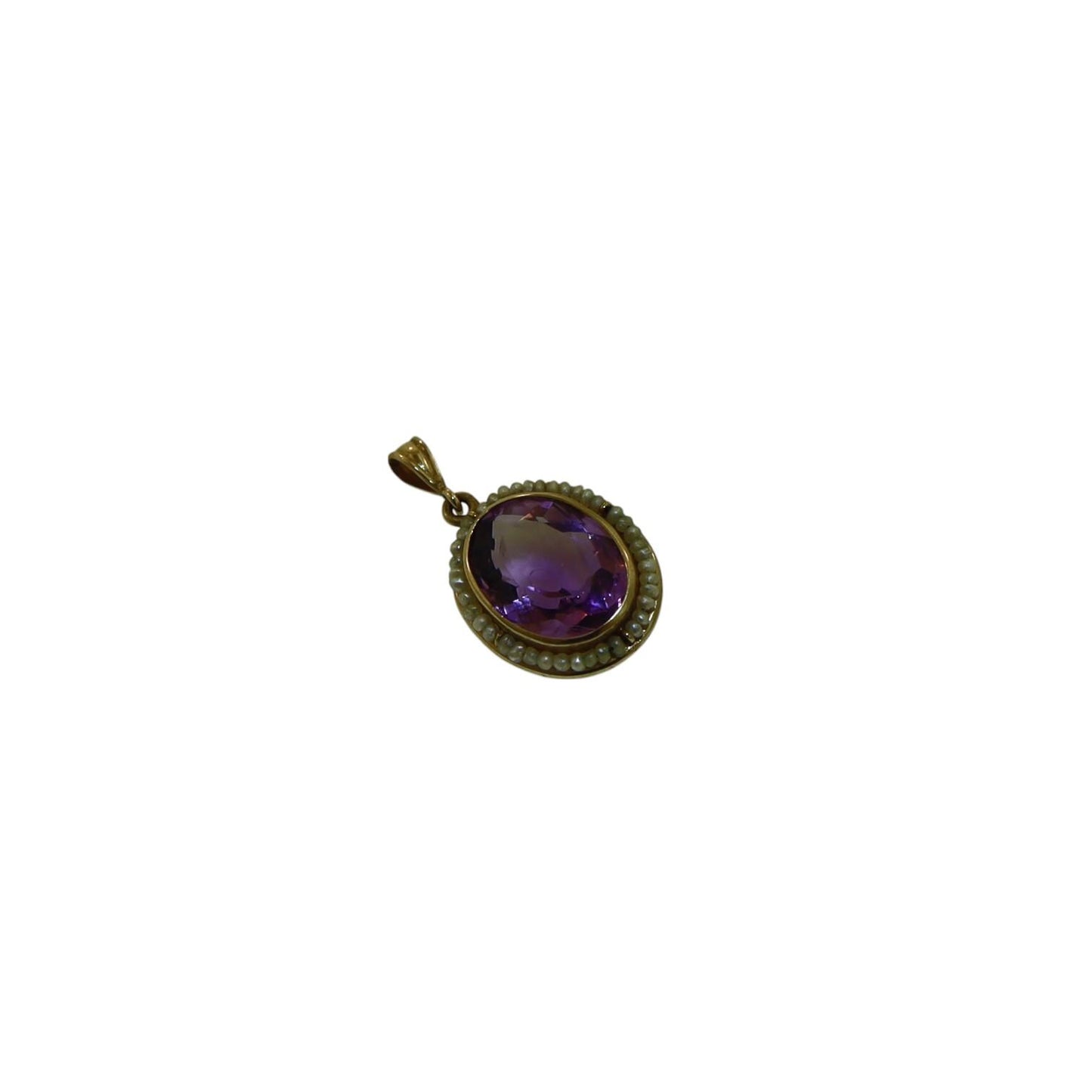 Antique Victorian Amethyst & Pearl Pendant in 10k Gold - CG104