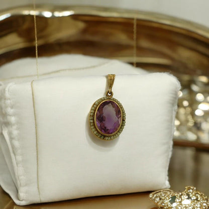 Antique Victorian Amethyst & Pearl Pendant in 10k Gold - CG104