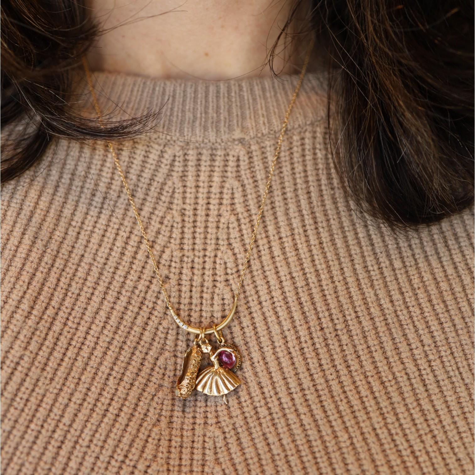 Antique Ballet Slipper Charm in 14k Gold - Petra Star