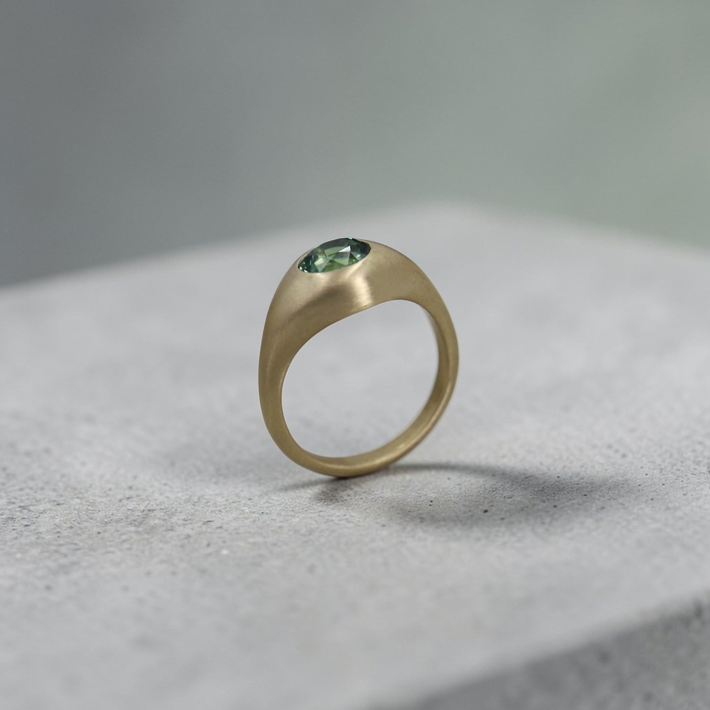 Demantoid Garnet Ring - Antique Stone in Satin 14k Yellow Gold - Petra Star
