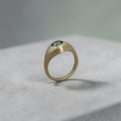 Demantoid Garnet Ring - Antique Stone in Satin 14k Yellow Gold - Petra Star