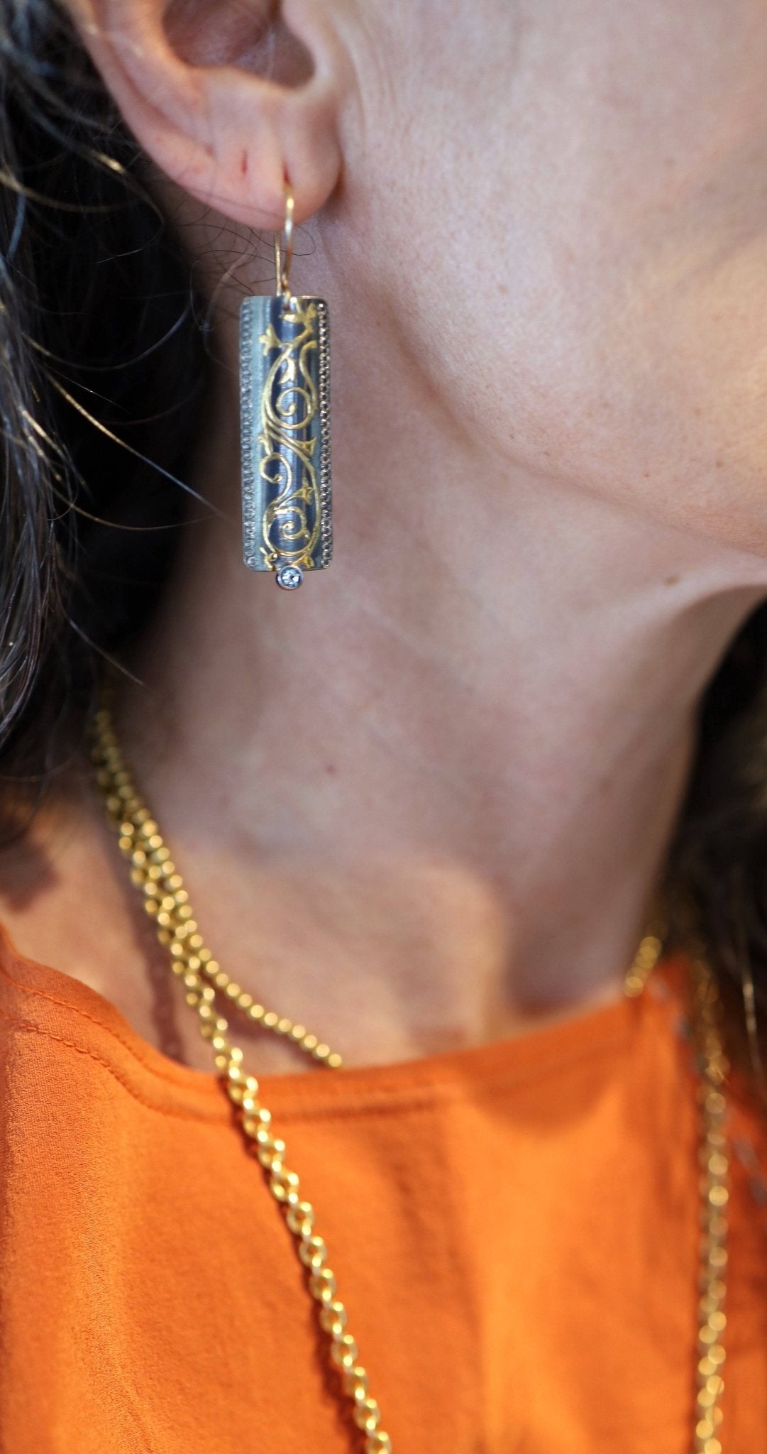 Keum-Boo Rectangular Vine Earrings - Petra Star