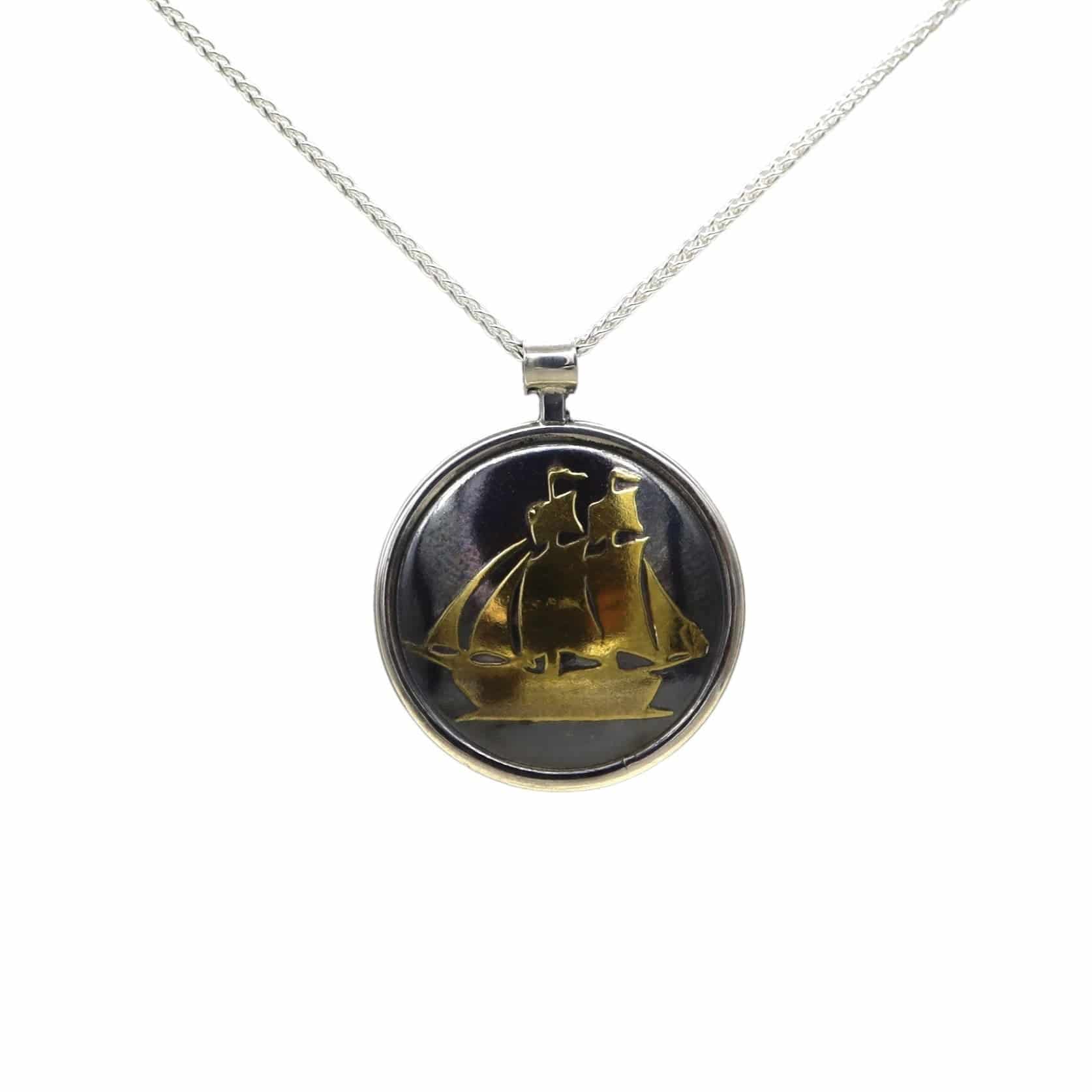 Keum-Boo Ship Pendant Necklace - Petra Star