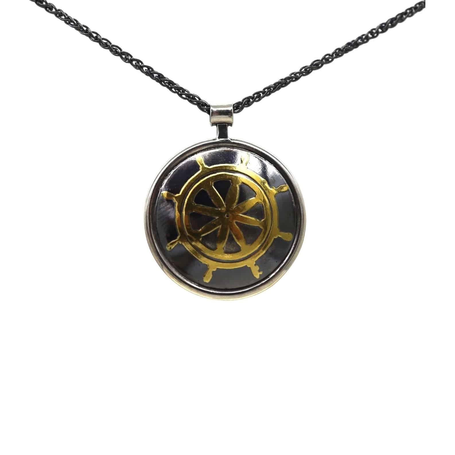 Keum-Boo Ship Wheel Pendant Necklace - Petra Star