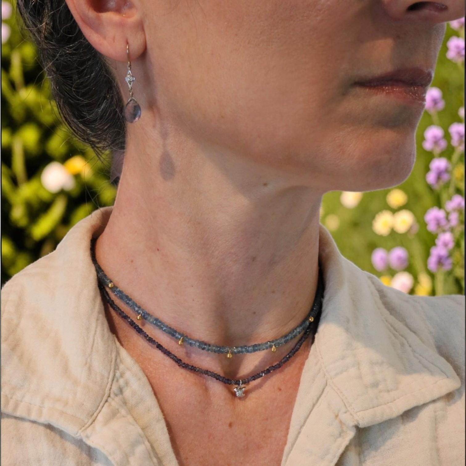Kyanite and Diamond Dove Necklace in 14k White Gold - Petra Star