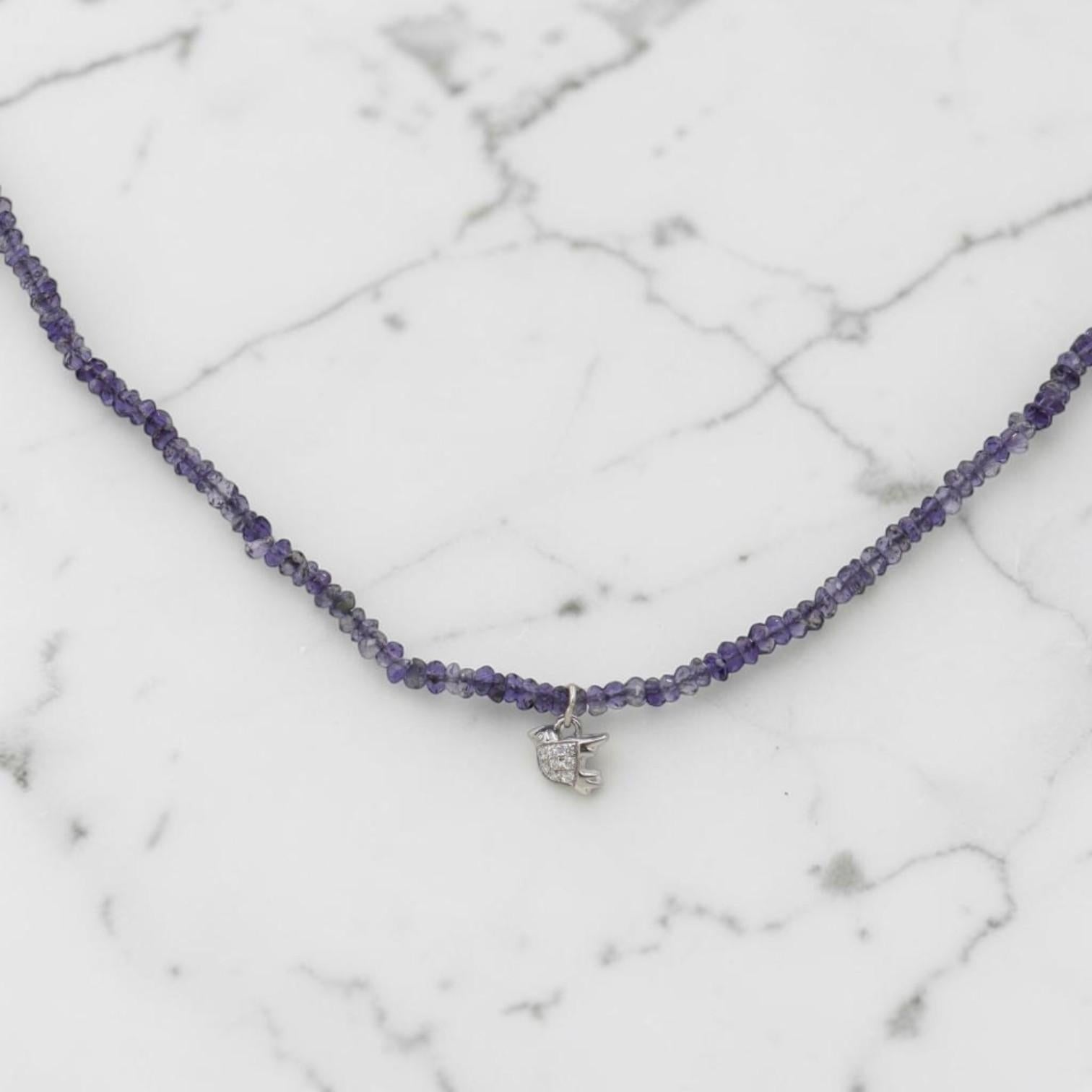Kyanite and Diamond Dove Necklace in 14k White Gold - Petra Star