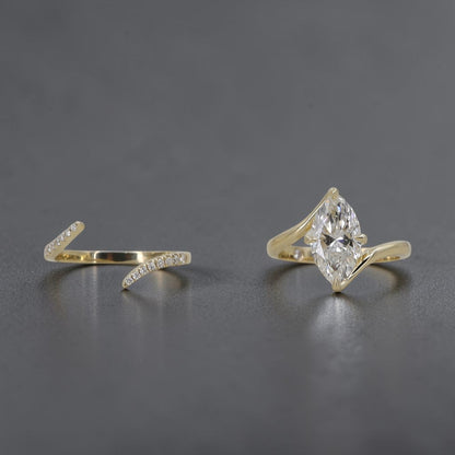 Open Space Diamond Wedding Band | Pavé Lab Diamond | 14k Yellow Gold | Petra Star - Petra Star
