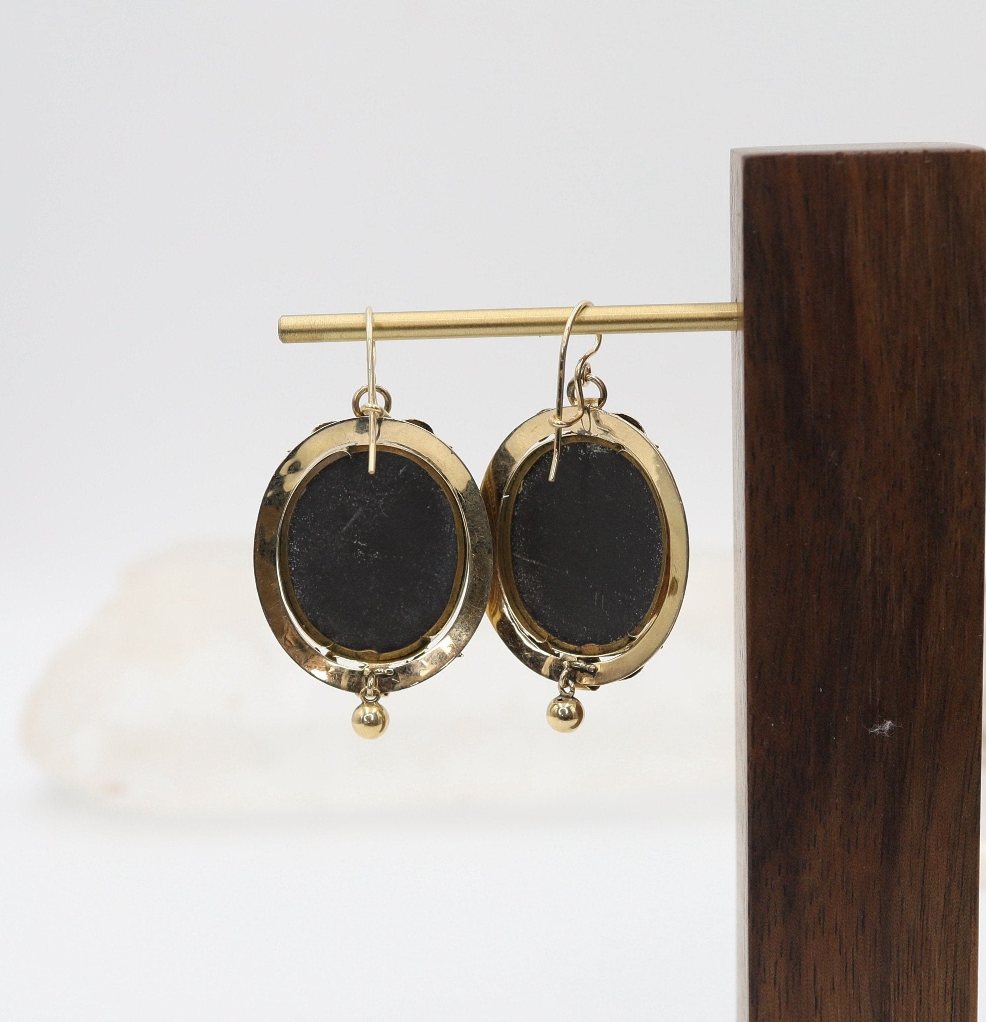 Large Victorian Pietra Dura Earrings - Petra Star