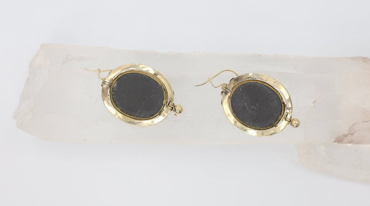 Large Victorian Pietra Dura Earrings - Petra Star