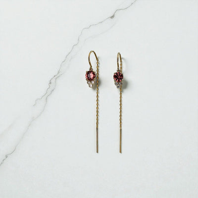 Malayan Garnet Threader Earrings in 14k Gold - Petra Star