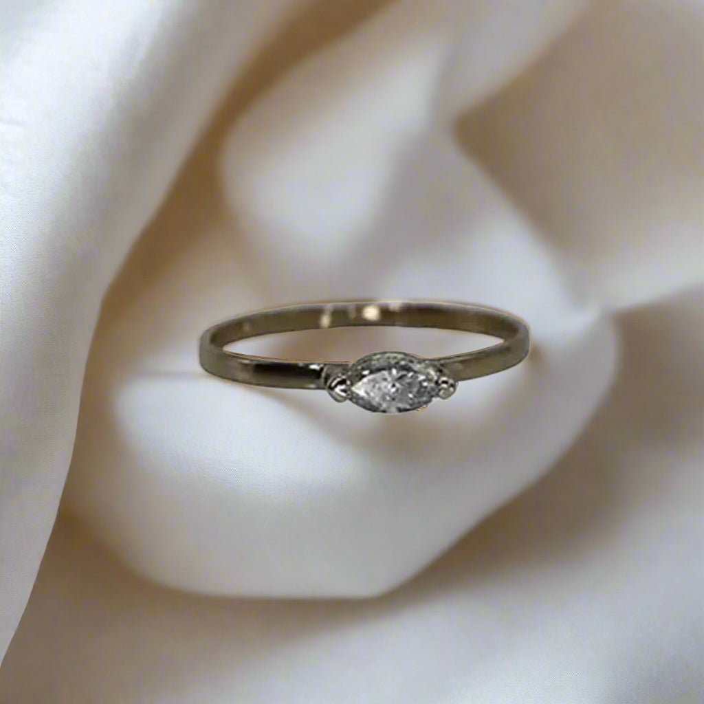 Marquise Diamond Solitaire Ring – 14k White Gold | Minimalist Engagement Ring - Petra Star