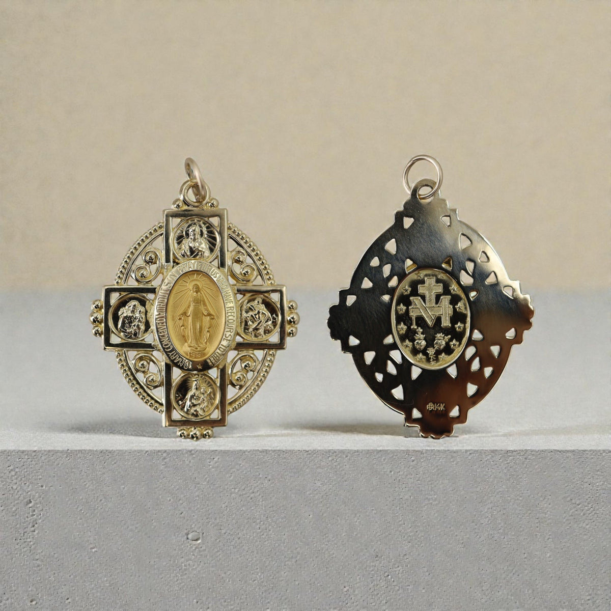 Mary Four Way Cross Medallion in 14k Yellow Gold - Petra Star