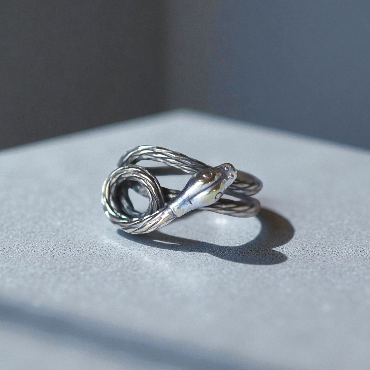 Men's Vintage Silver Snake Ring - Petra Star