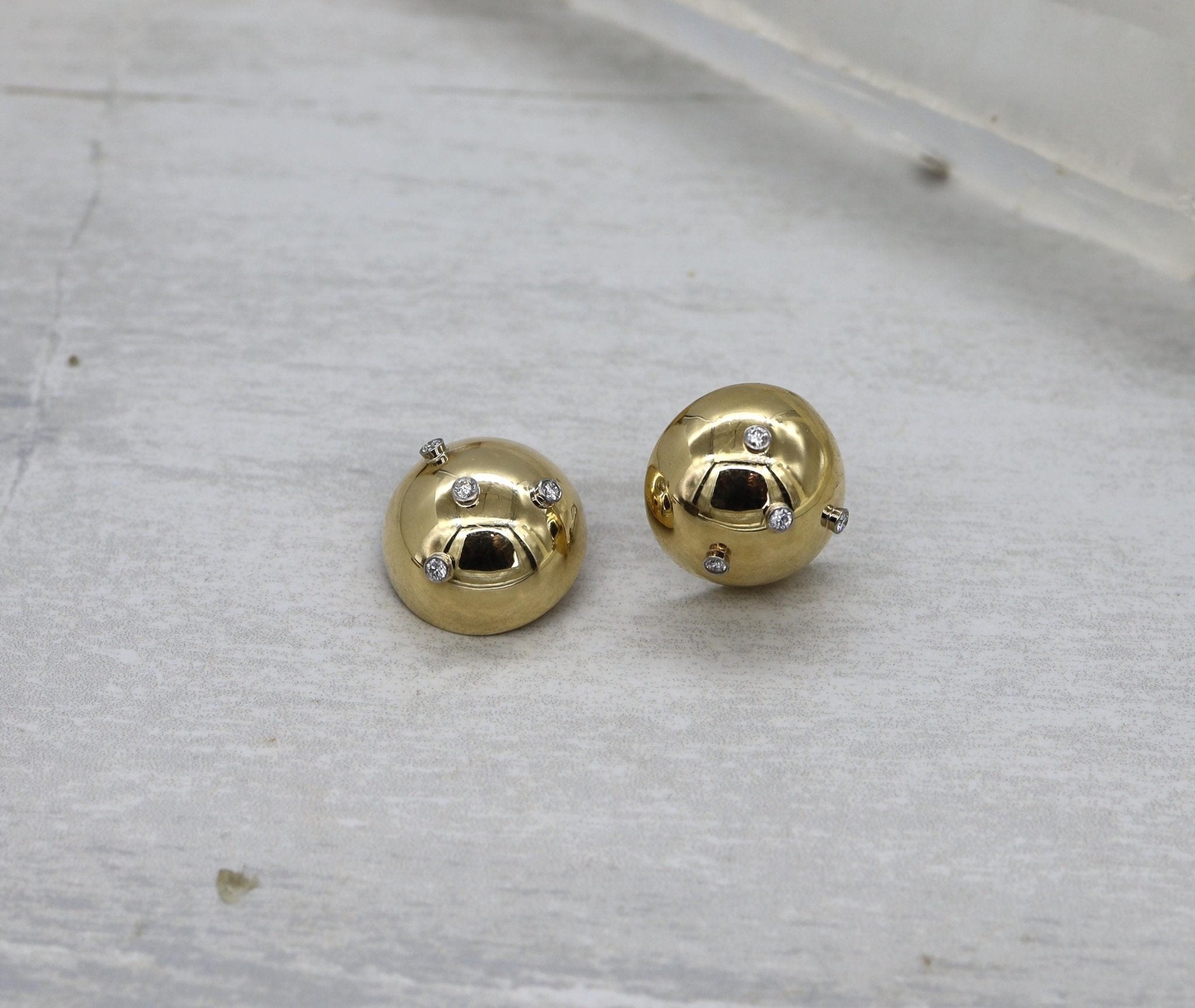 Mid-Century 14k Yellow Gold Diamond Clip-On Earring - Petra Star