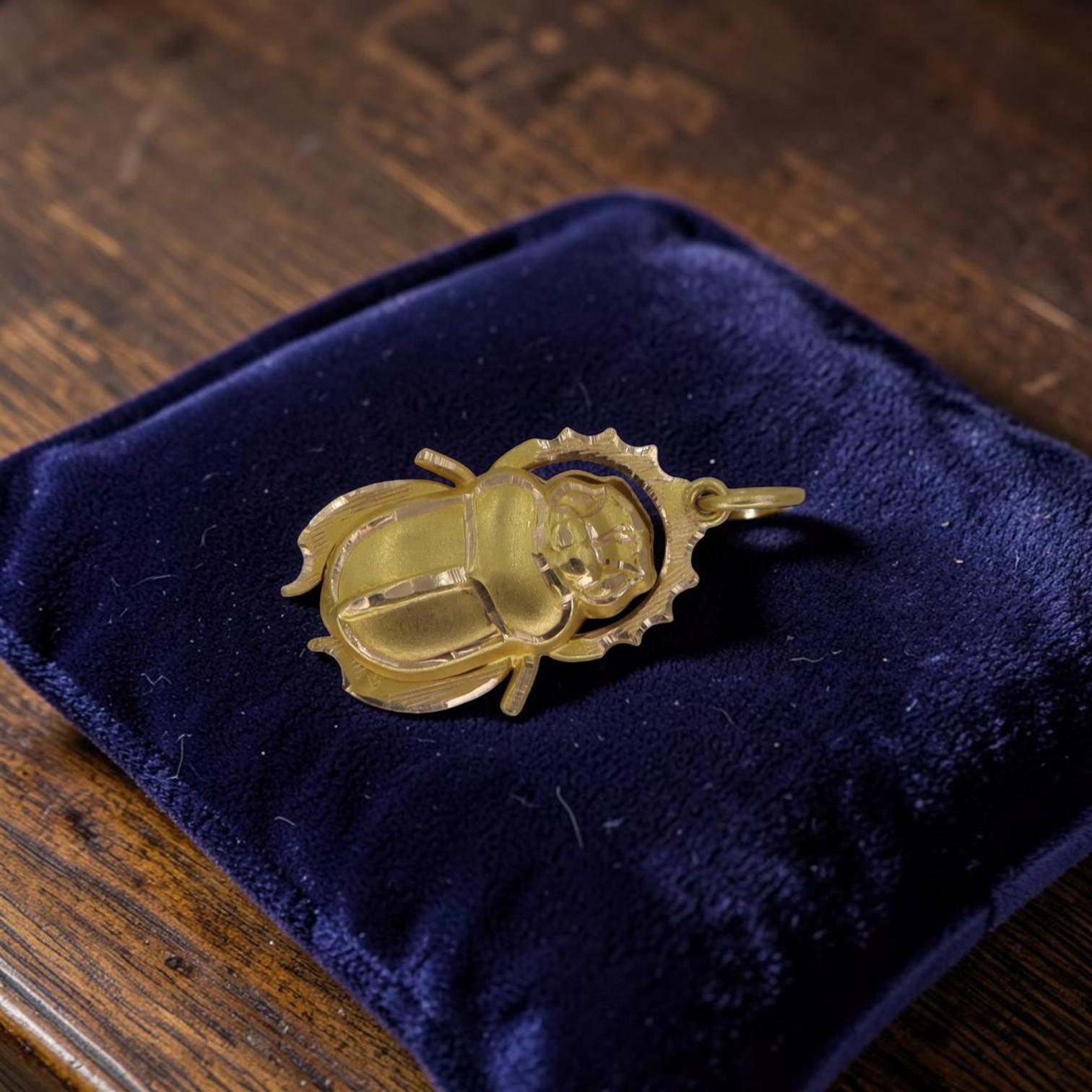 Mid-Century 20K Gold Scarab Pendant - Petra Star