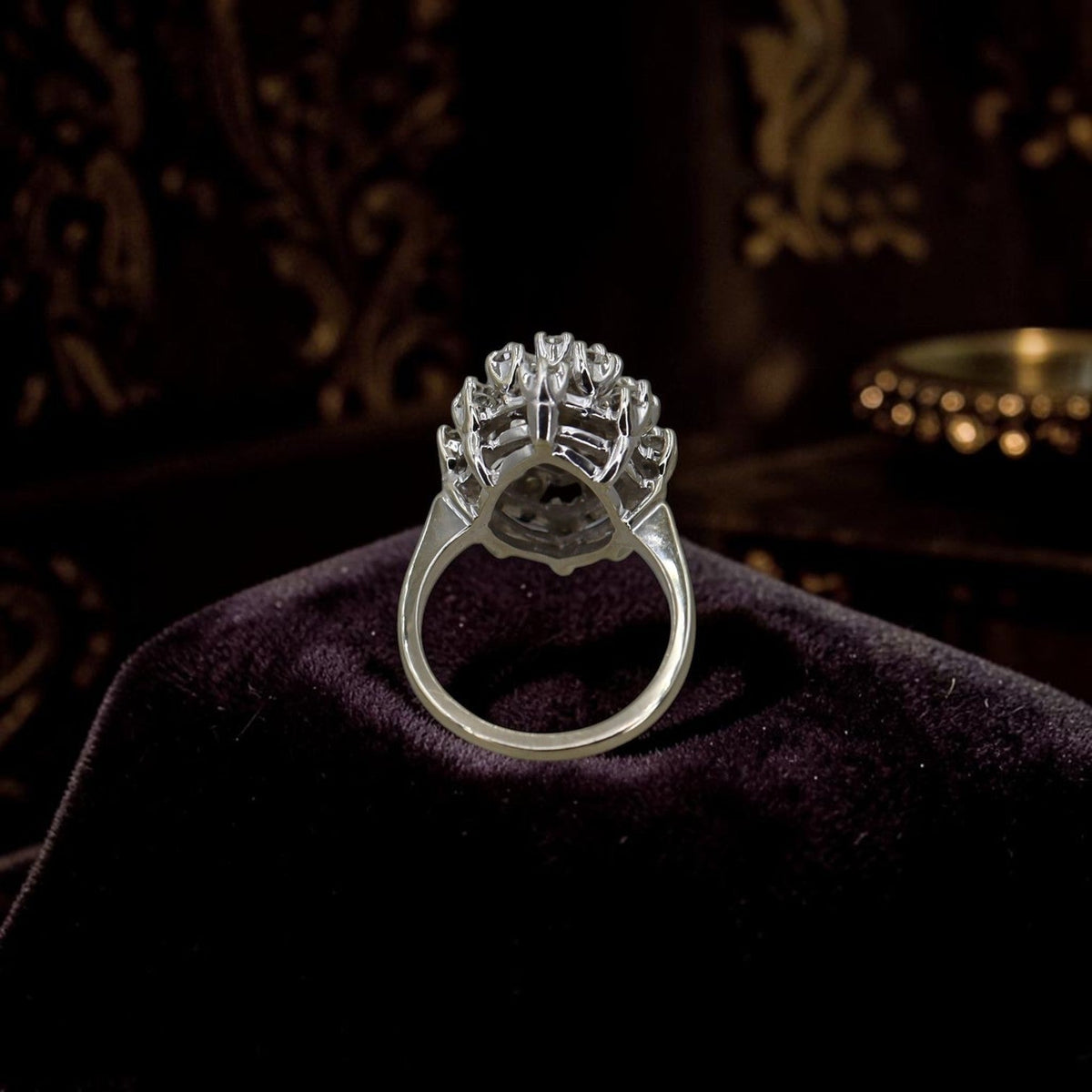 Mid-Century Diamond Cocktail Ring in 14K White Gold | 1.85 CTW Cluster Ring | Vintage Diamond Ring - Petra Star