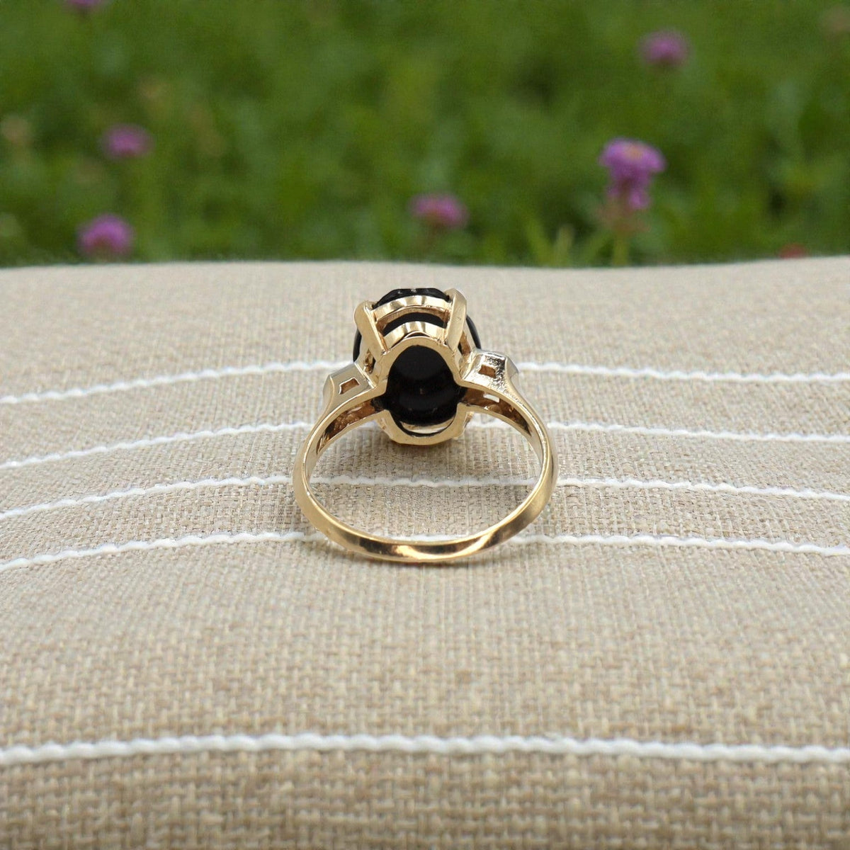 Mid-Century Onyx Solitaire Ring - Petra StarRing