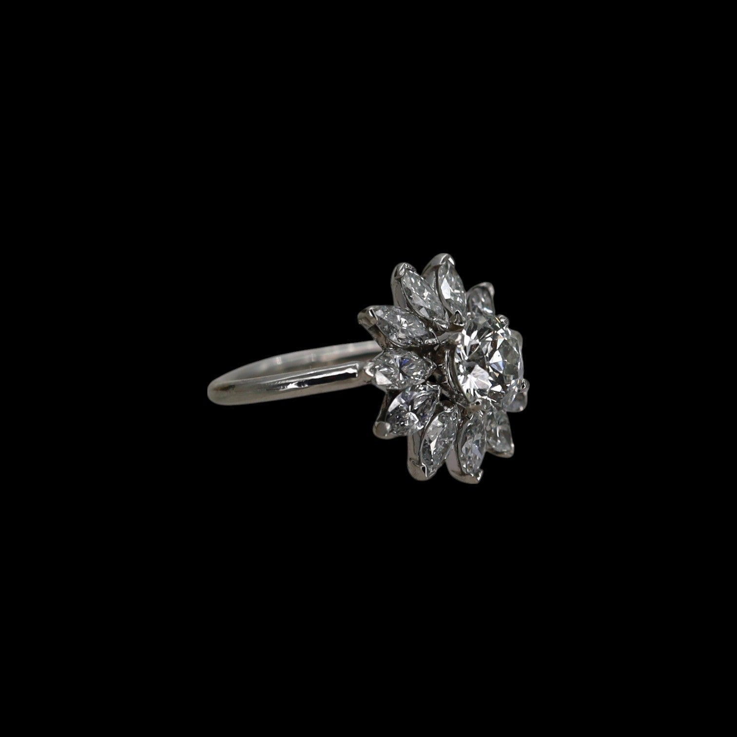 Mid-Century Platinum Diamond Ballerina Ring - Petra Star