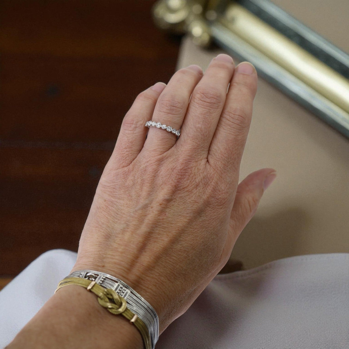 Milgrain Bezel Set Diamond Band - Petra Star