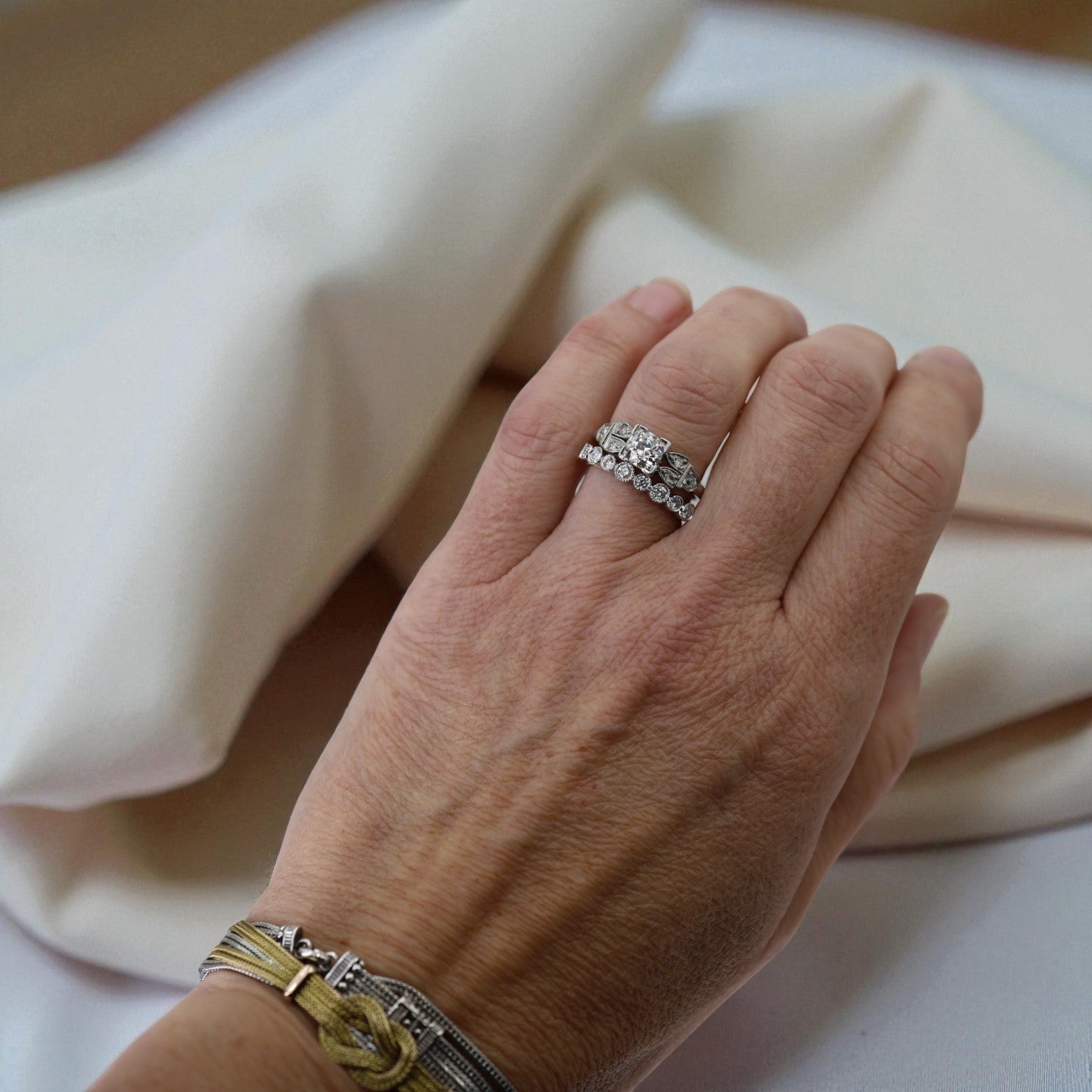 Milgrain Bezel Set Diamond Band - Petra Star