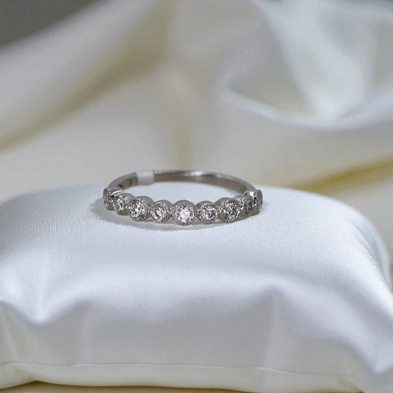 Milgrain Bezel Set Diamond Band - Petra Star