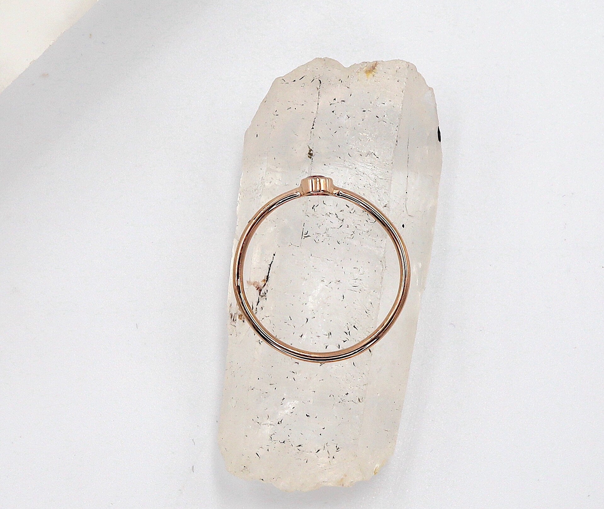 Minimalist Rose Gold Ruby Ring Bezel Set Solitaire - Petra Star