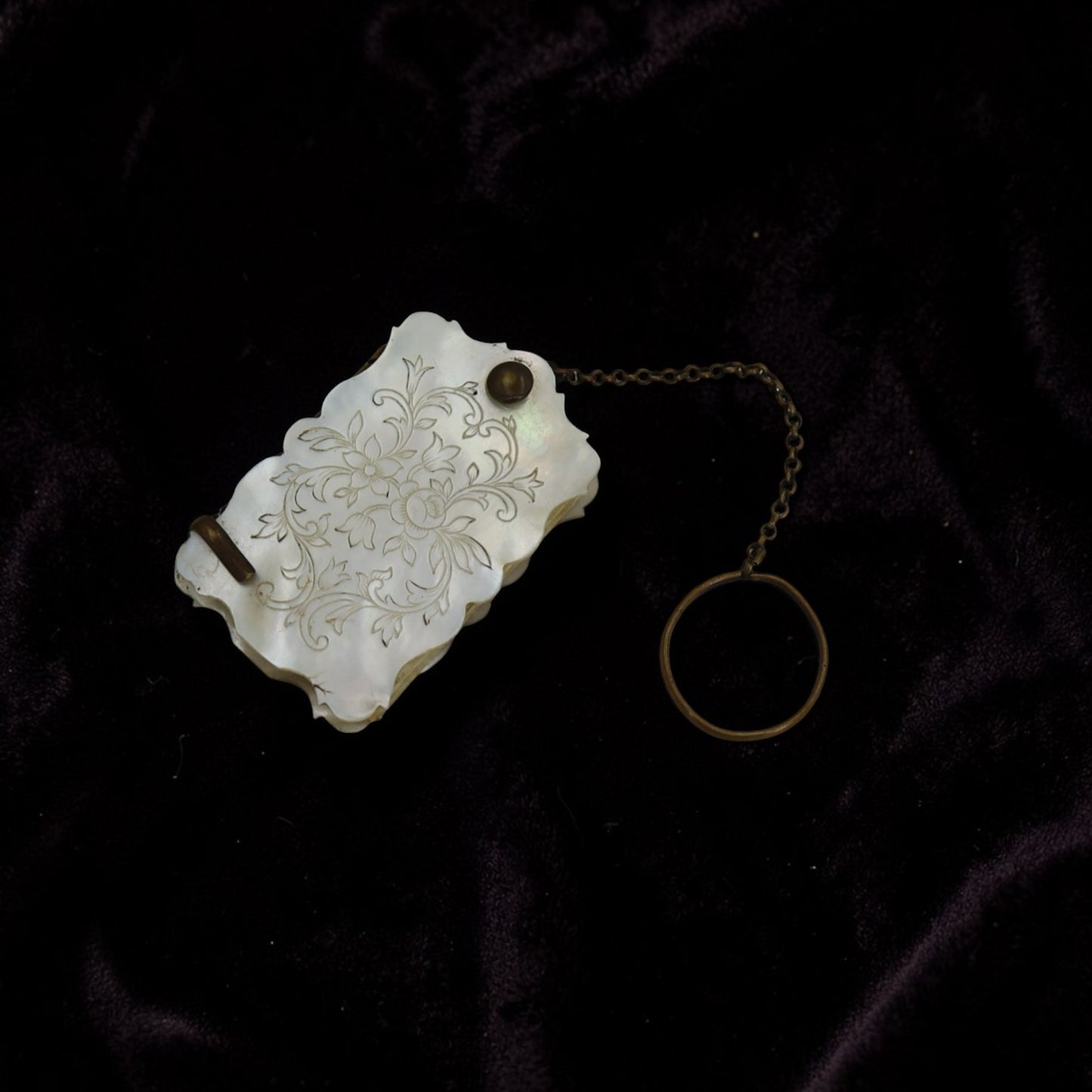 Victorian Mother of Pearl Notepad with Brass Chain - Petra Star