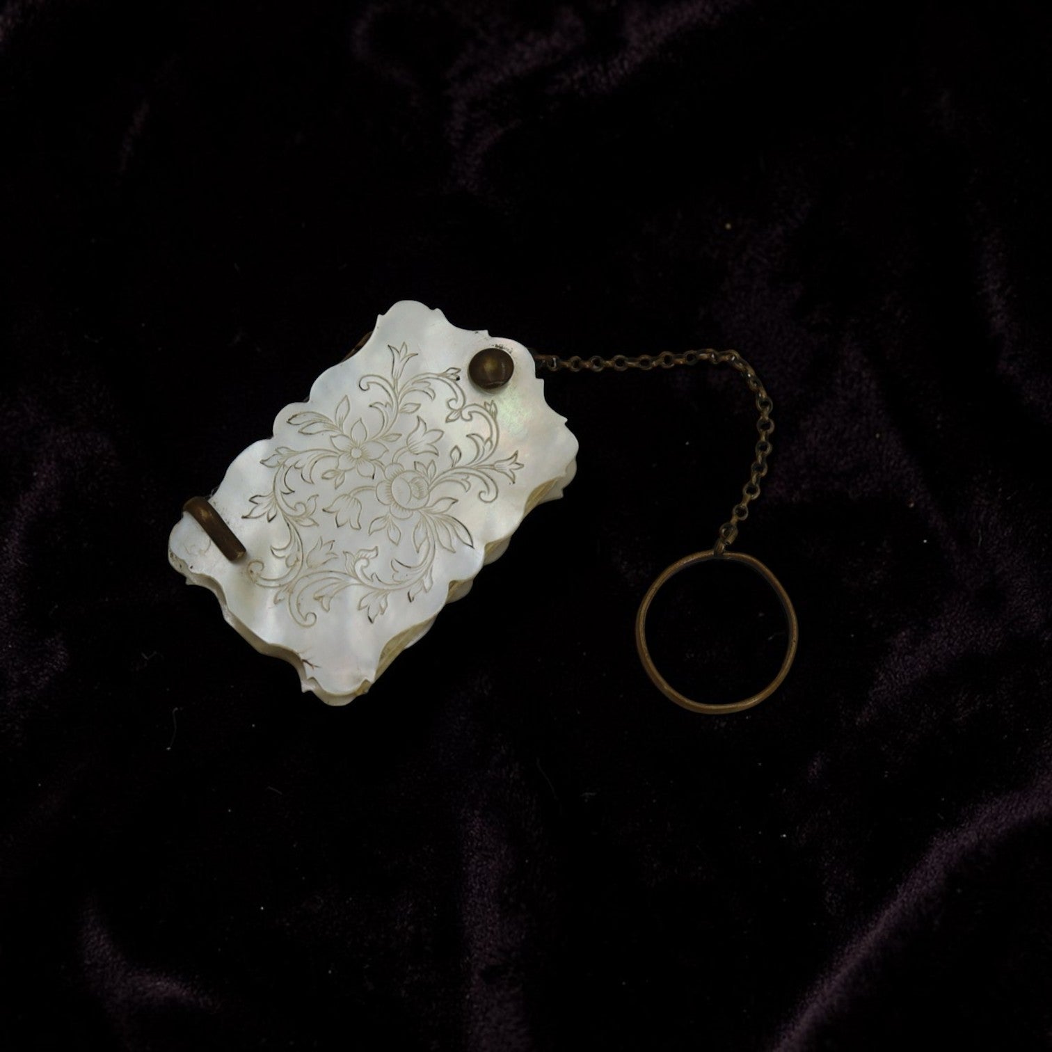 Victorian Mother of Pearl Notepad with Brass Chain - Petra Star