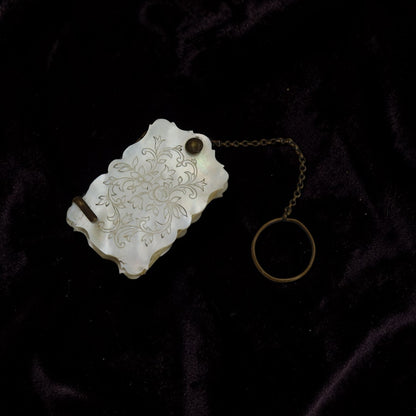 Victorian Mother of Pearl Notepad with Brass Chain - Petra Star