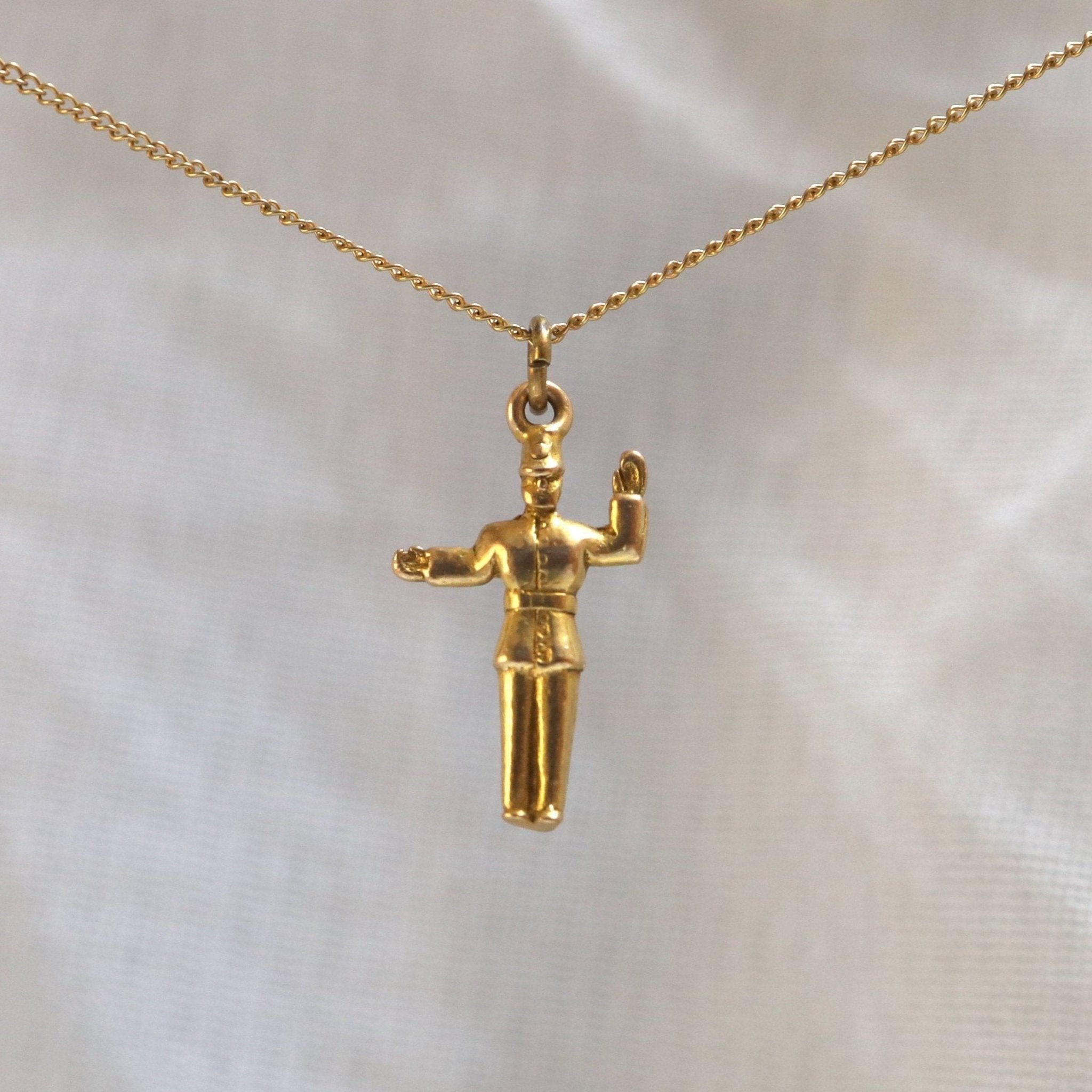 Mr Plod the Policeman, Directing Traffic Charm Hallmarked 1950s 9k Solid Gold - Petra Star