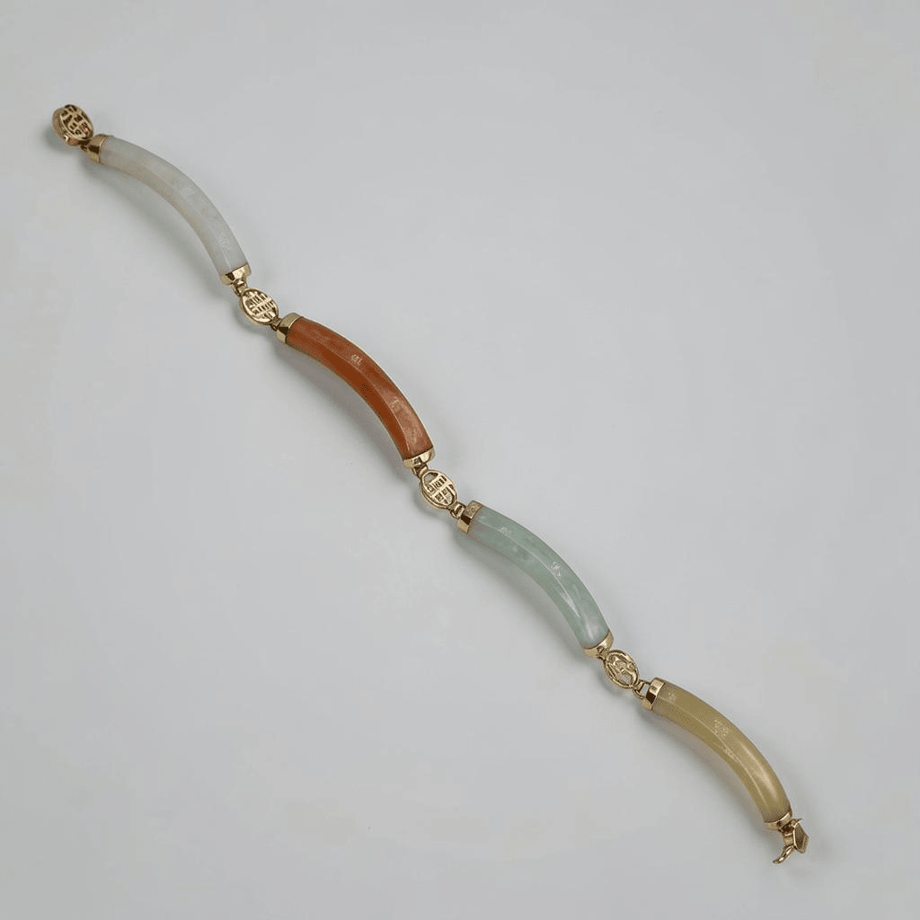 Multi Color Jade Bracelet Mid‑Century 14k Gold - Petra StarBracelets