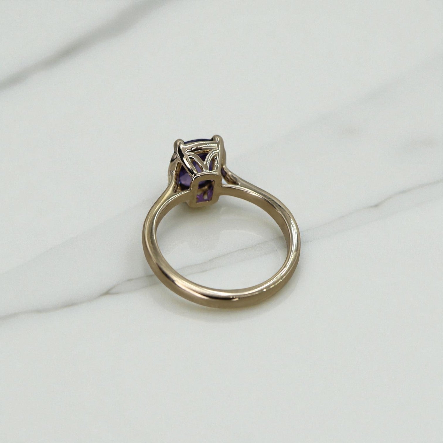 Natural Color-Change Cushion-Cut Sapphire Ring (No-Heat) - Petra Star