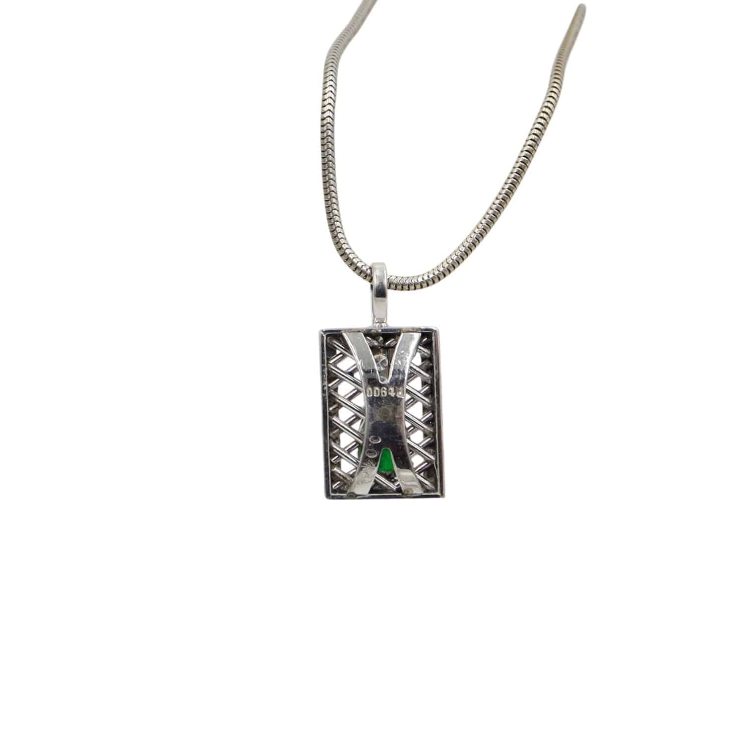 Natural Emerald and Diamond Drop Pendant in Platinum - Petra Star