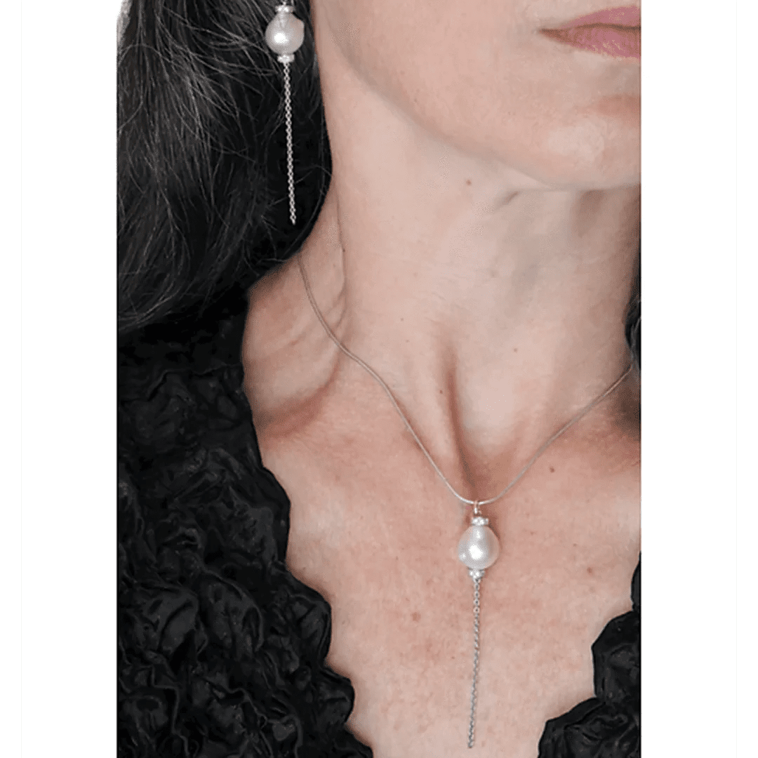 “Nina Mae” Platinum South Sea Pearl & Diamond Drop Earrings - Vintage Hollywood Glamour - Petra Star