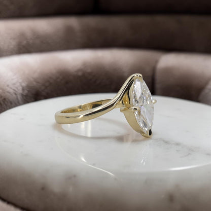 Vertical Marquise Solitaire Ring | 2ct Lab Diamond | 14k Yellow Gold | Petra Star Custom - Petra Star